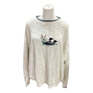 Winona Women's Sweater Ducks XL Vintage White Pullover